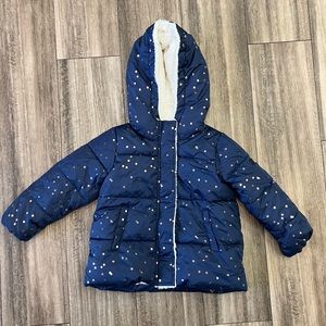 18M Steve Madden Hooded blue gold polka dot jacket coat